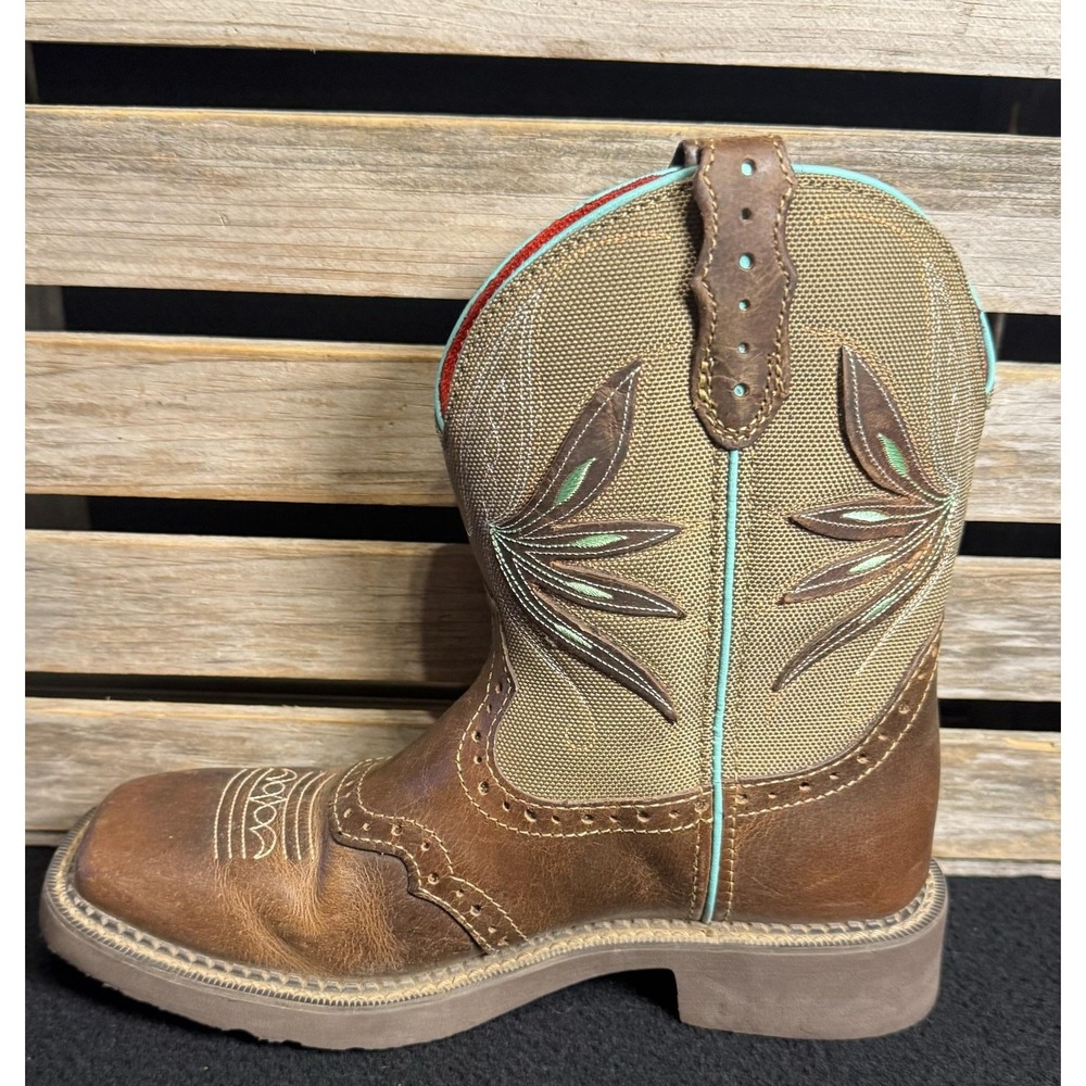 Justin Gypsy L9536 Womens 7.5 B Brown Leather Square Toe Western Work Boots - Picture 9 of 13